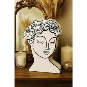 Greek Goddess Mythology Face Athena Sketch Flower Vase Shabby Chic Pop Art Retro